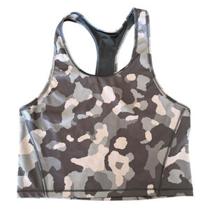 Athleta Lightning Camo Crop Top Bra Black/grey Camo Small Workout